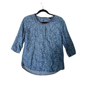 MAISON SCOTCH Womens Blouse Cornflower Blue EILGA Top Boho Button Up Size S